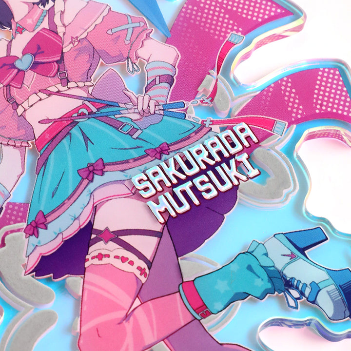 Custom Cold Foil Stamping Holographic Rainbow Acrylic Standees - VOGRACE