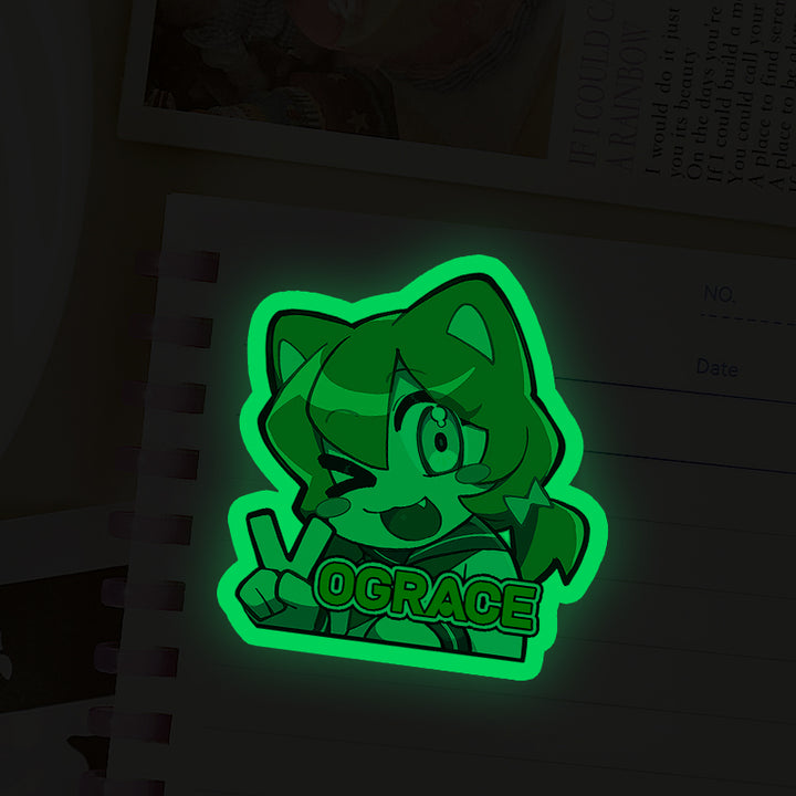 Custom Colorful Blue Holographic Glow In The Dark Stickers