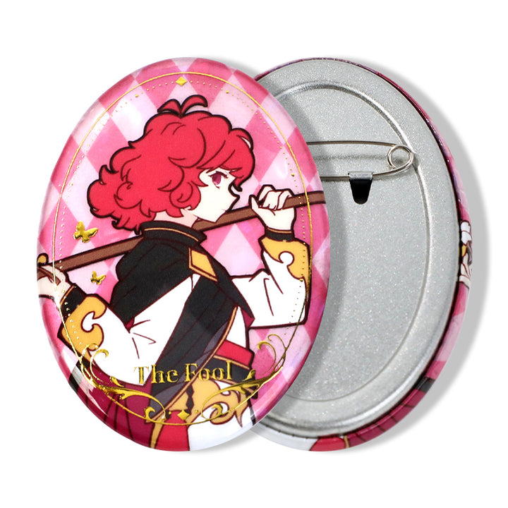 Custom Oval Cold Foil Stamping Glitter Holographic Button Pins