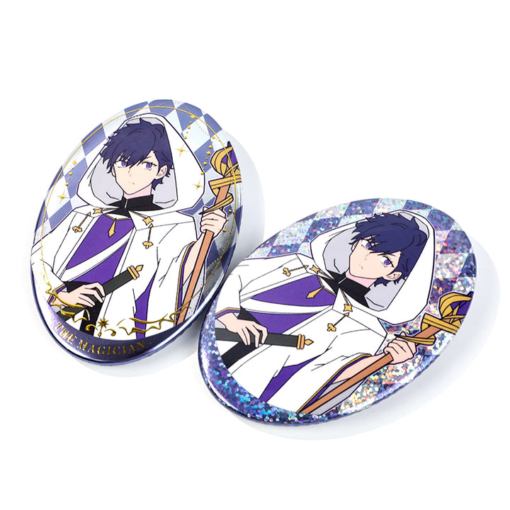 Custom Oval Cold Foil Stamping Glitter Holographic Button Pins