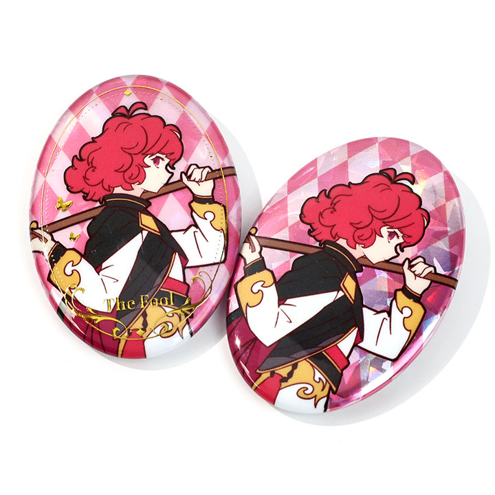 Custom Oval Cold Foil Stamping Glitter Holographic Button Pins