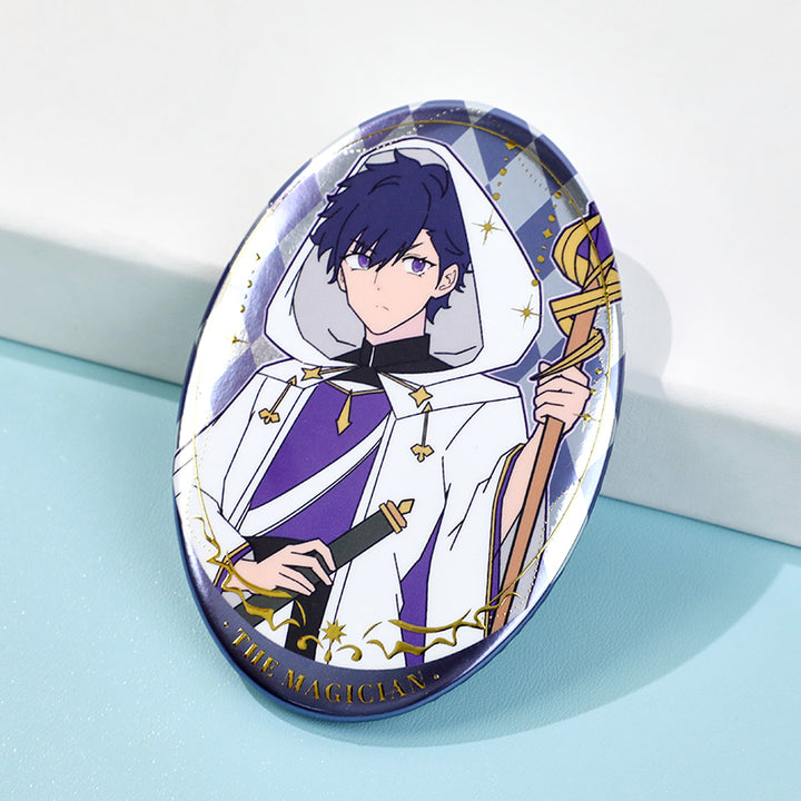 Custom Oval Cold Foil Stamping Glitter Holographic Button Pins