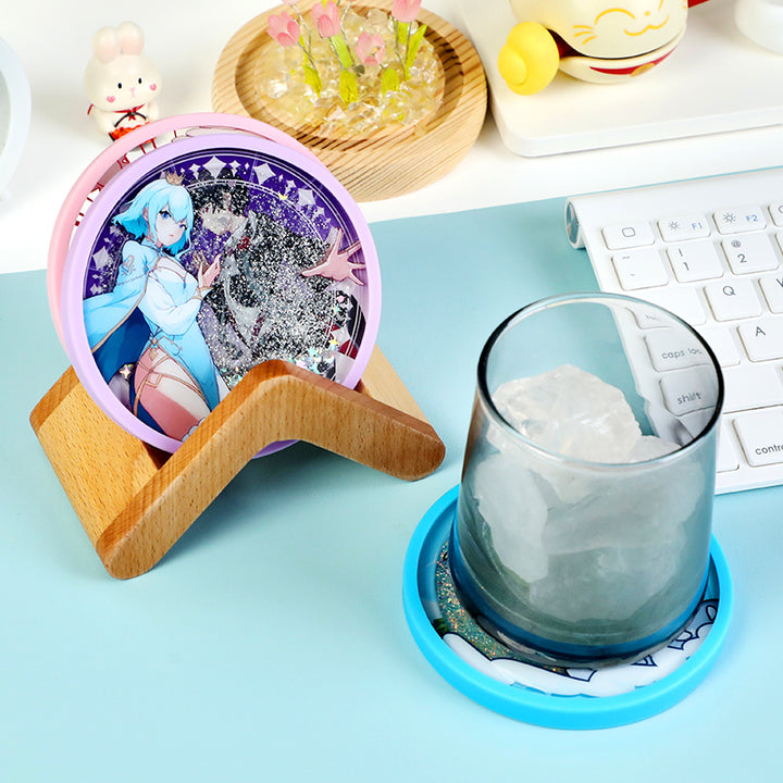 Custom Pre-filled Quicksand Liquid Shaker Acrylic Coasters