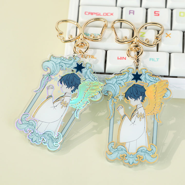 Custom Raised Foil Printing Cold Foil Stamping Acrylic Keychains