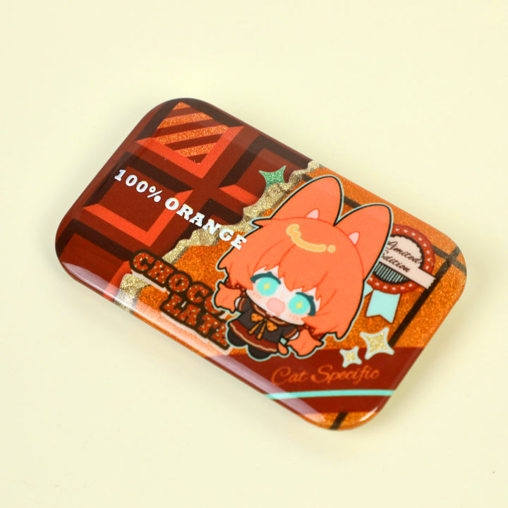 Custom Rectangle Cold Foil Stamping Glitter Holographic Button Pins