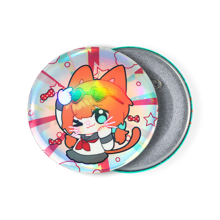 Custom Round Glitter Holographic Button Pins - VOGRACE