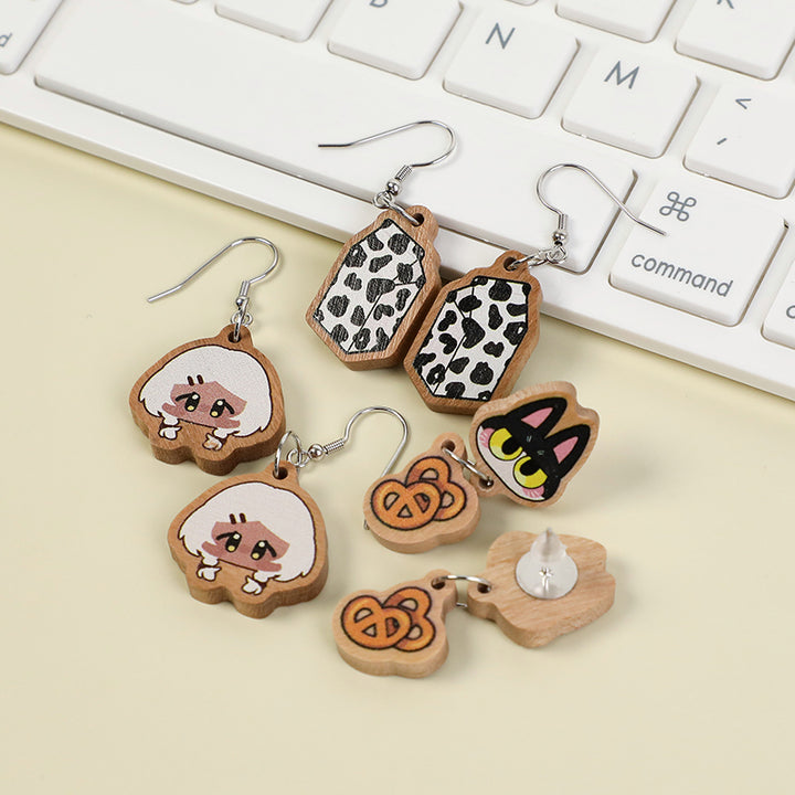 Custom Wooden Earrings Ear Stud