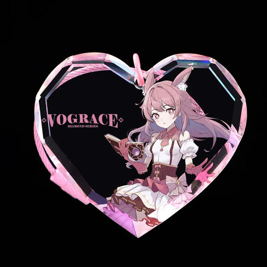 Heart-shaped acrylic charm featuring anime girl, perfect for keychains or collectibles