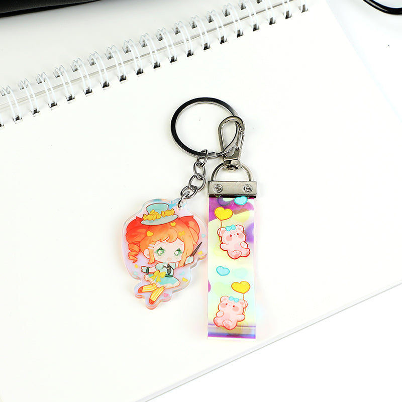 Custom Rainbow Acrylic Holographic PVC Lanyard Keychains - VOGRACE