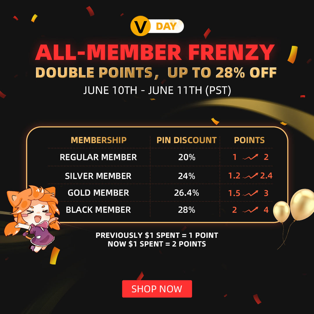 June Member Day has begun! Double Points and Discounts on Pins! - VOGRACE