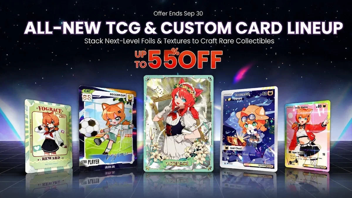 Vograce Paquets de cartes personnalisés : nouveaux formats et quatre TCG niveaux 