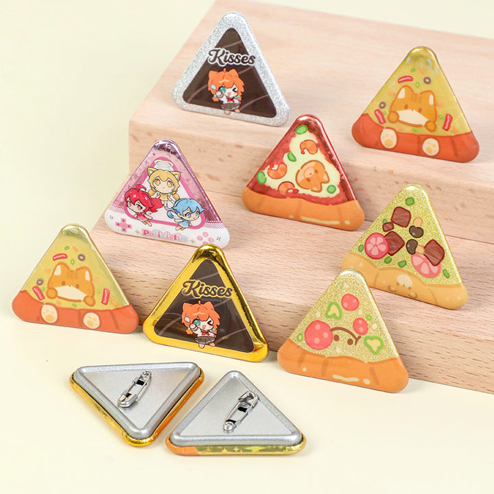 Custom Triangle Glitter Button Pins
