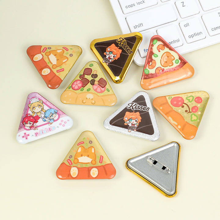 Custom Triangle Glitter Button Pins