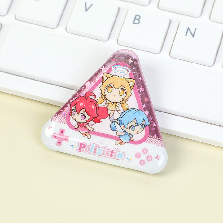 Custom Triangle Glitter Button Pins