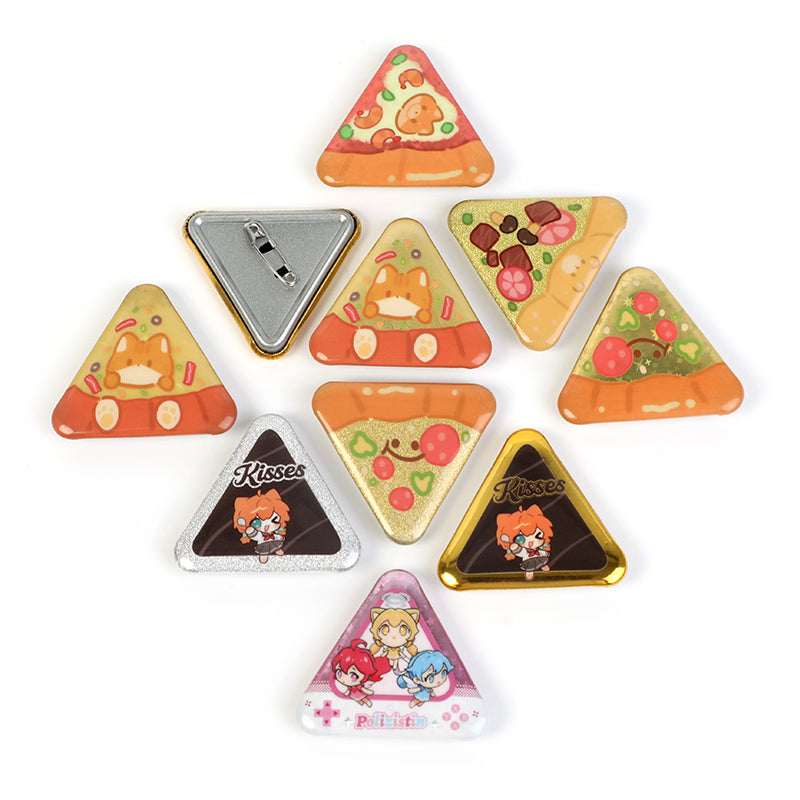 Custom Triangle Glitter Button Pins