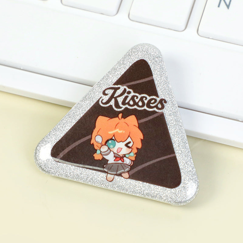 Custom Triangle Glitter Button Pins
