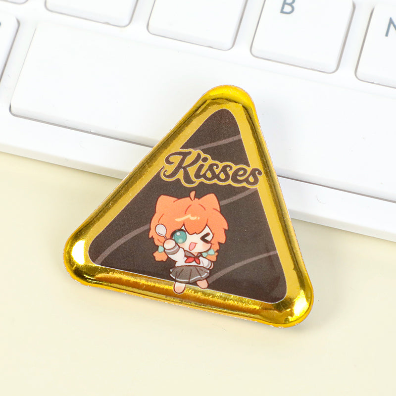Custom Triangle Glitter Button Pins