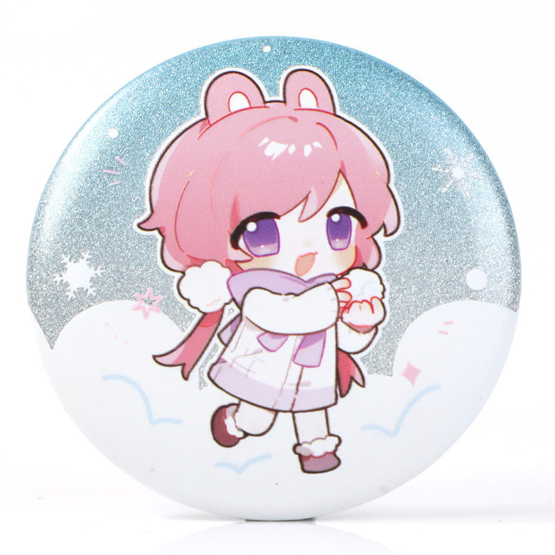 Boutons épingles holographiques pailletés 3D personnalisés