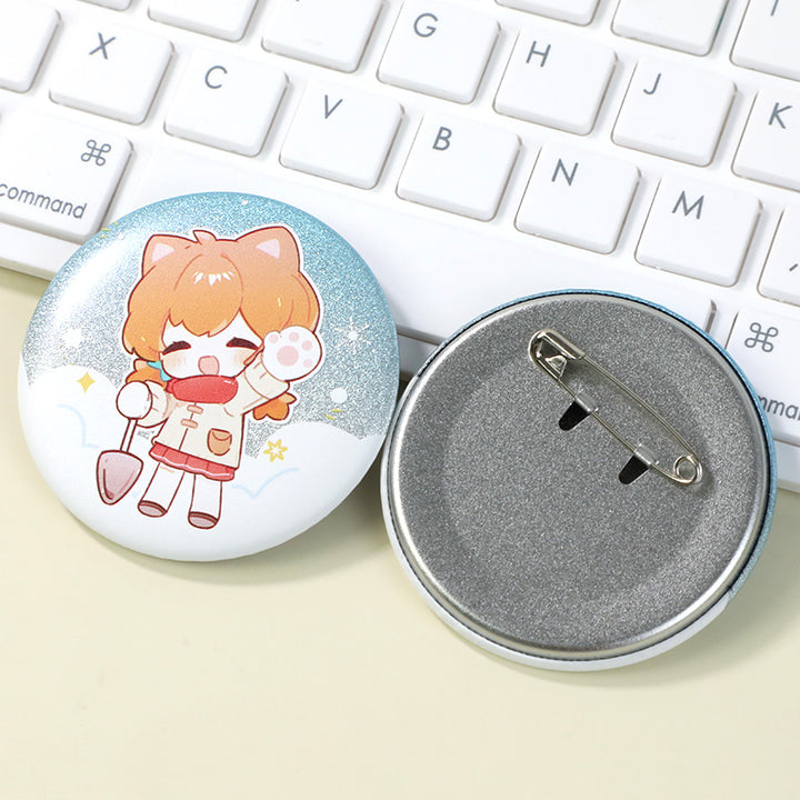 Boutons épingles holographiques pailletés 3D personnalisés