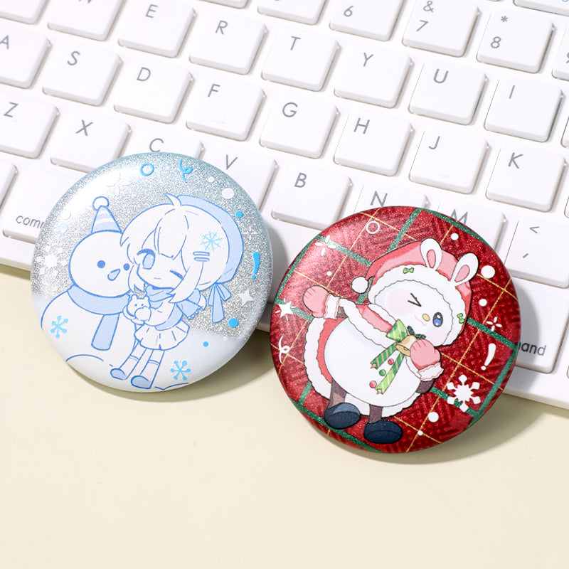 Boutons épingles holographiques pailletés 3D personnalisés