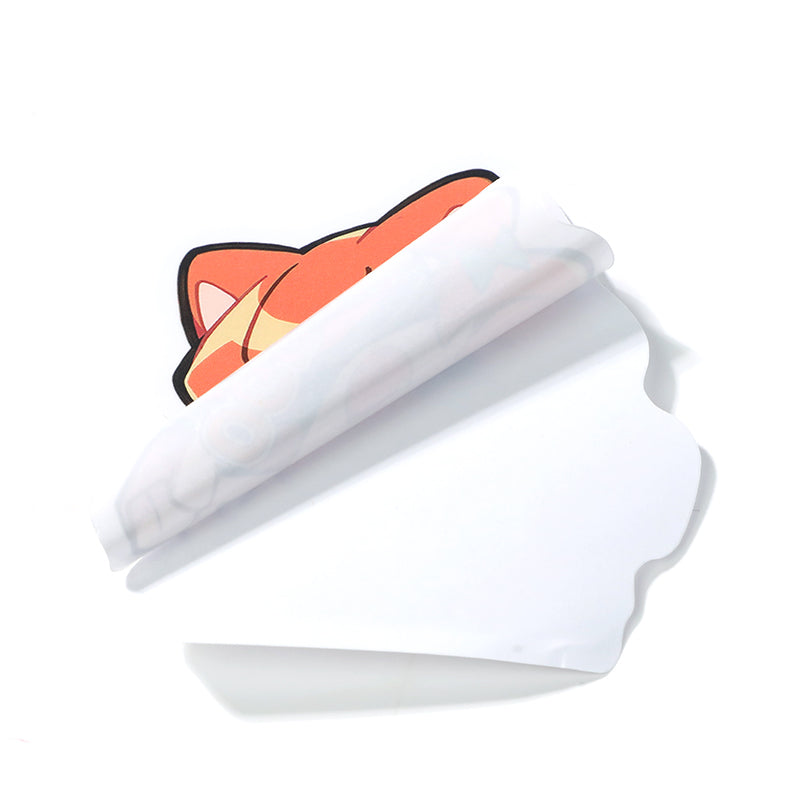 Custom coated paper sticker with peelable backing, featuring cute fox character design.