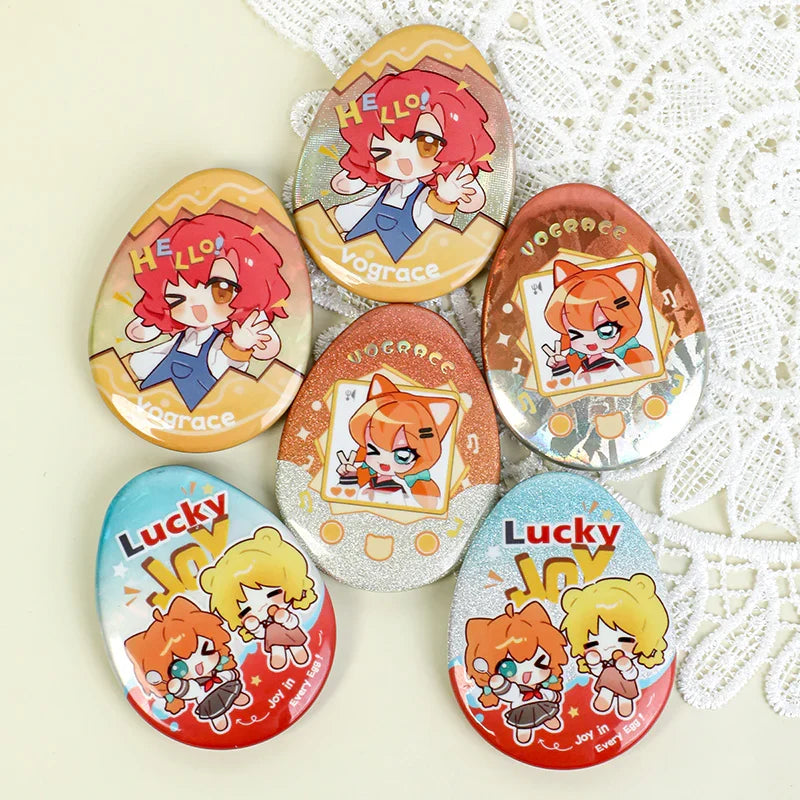 CustomEgg-shapedRaisedFoilGlitterHolographicButtonPins10 - VOGRACE