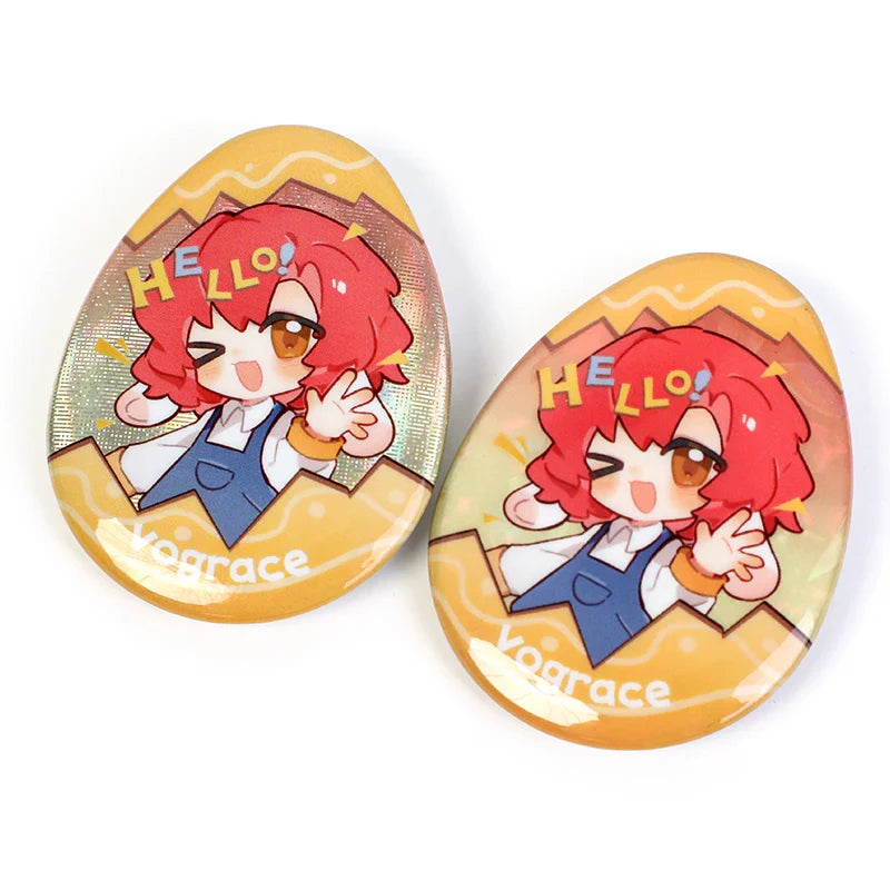 CustomEgg-shapedRaisedFoilGlitterHolographicButtonPins19 - VOGRACE