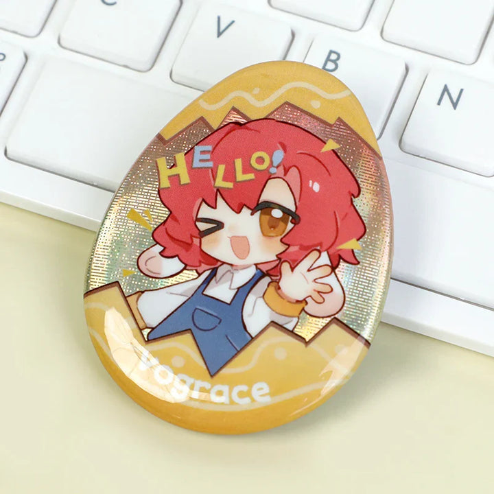 CustomEgg-shapedRaisedFoilGlitterHolographicButtonPins2 - VOGRACE