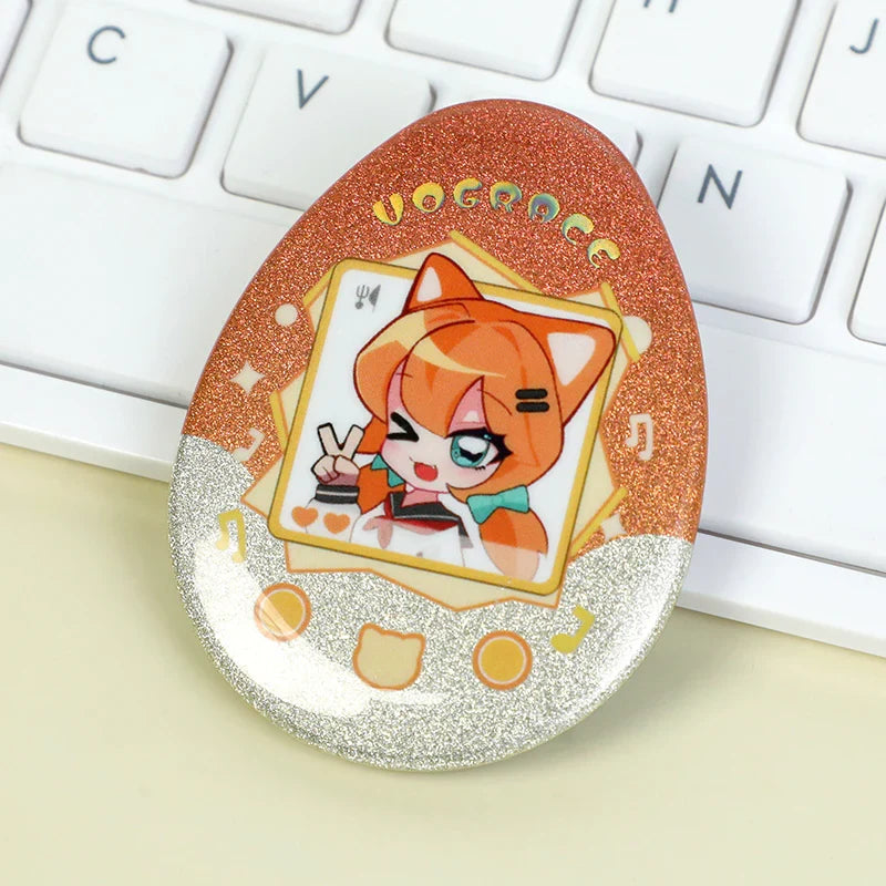 CustomEgg-shapedRaisedFoilGlitterHolographicButtonPins3 - VOGRACE