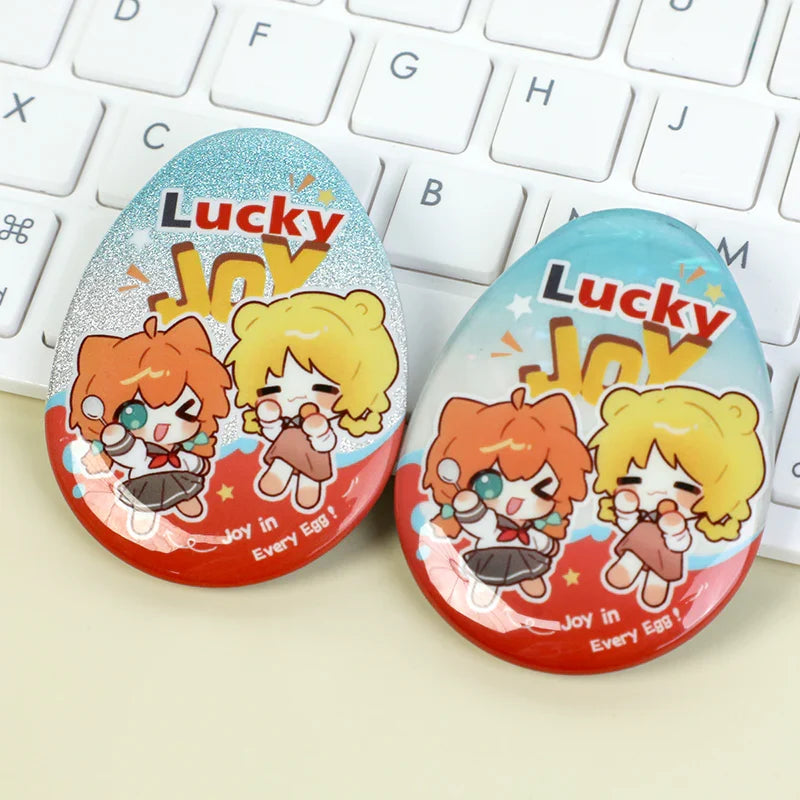 CustomEgg-shapedRaisedFoilGlitterHolographicButtonPins6 - VOGRACE