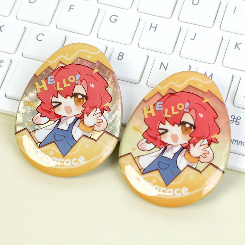 CustomEgg-shapedRaisedFoilGlitterHolographicButtonPins7 - VOGRACE