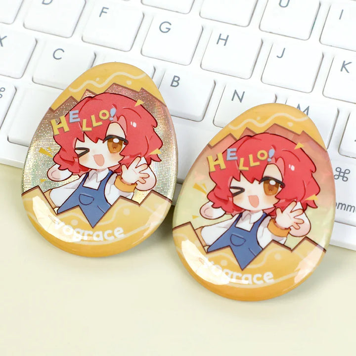 CustomEgg-shapedRaisedFoilGlitterHolographicButtonPins7 - VOGRACE