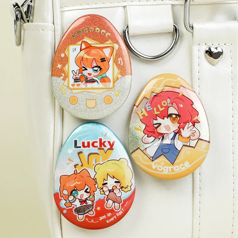 CustomEgg-shapedRaisedFoilGlitterHolographicButtonPins9 - VOGRACE