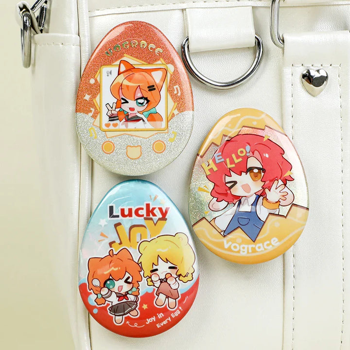 CustomEgg-shapedRaisedFoilGlitterHolographicButtonPins9 - VOGRACE