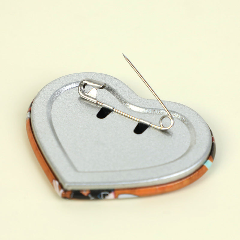 Custom Heart Glitter Button Pins