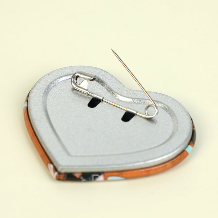 Custom Heart Glitter Button Pins