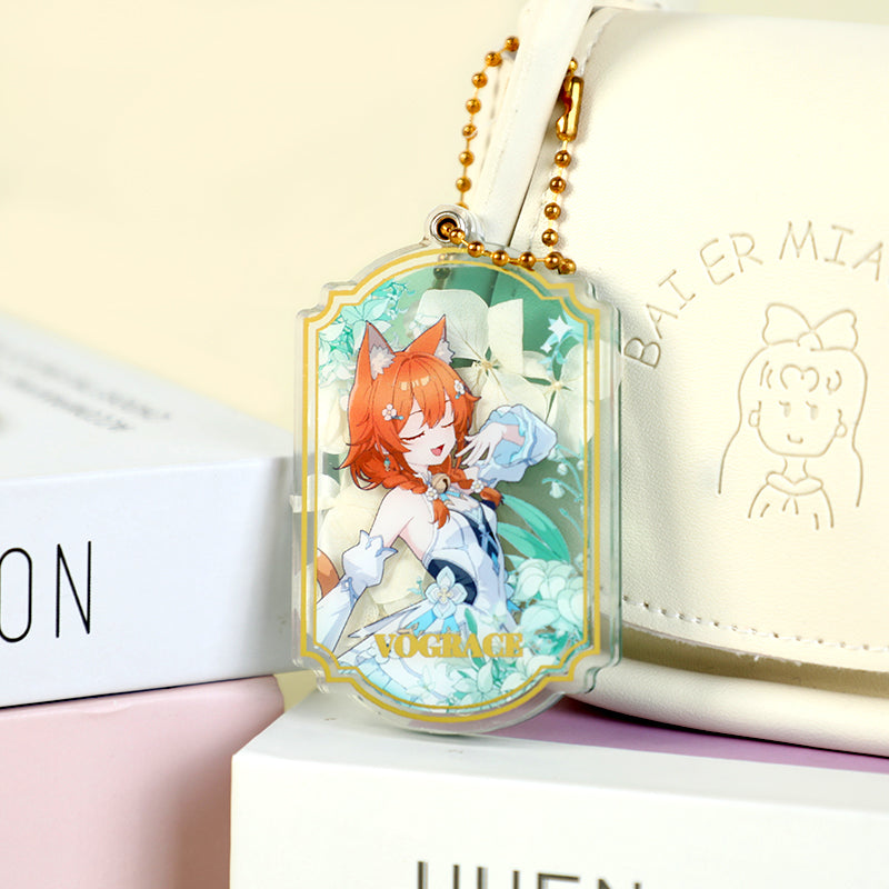 Porte-clés magnétique personnalisé en acrylique avec fleurs pressées 