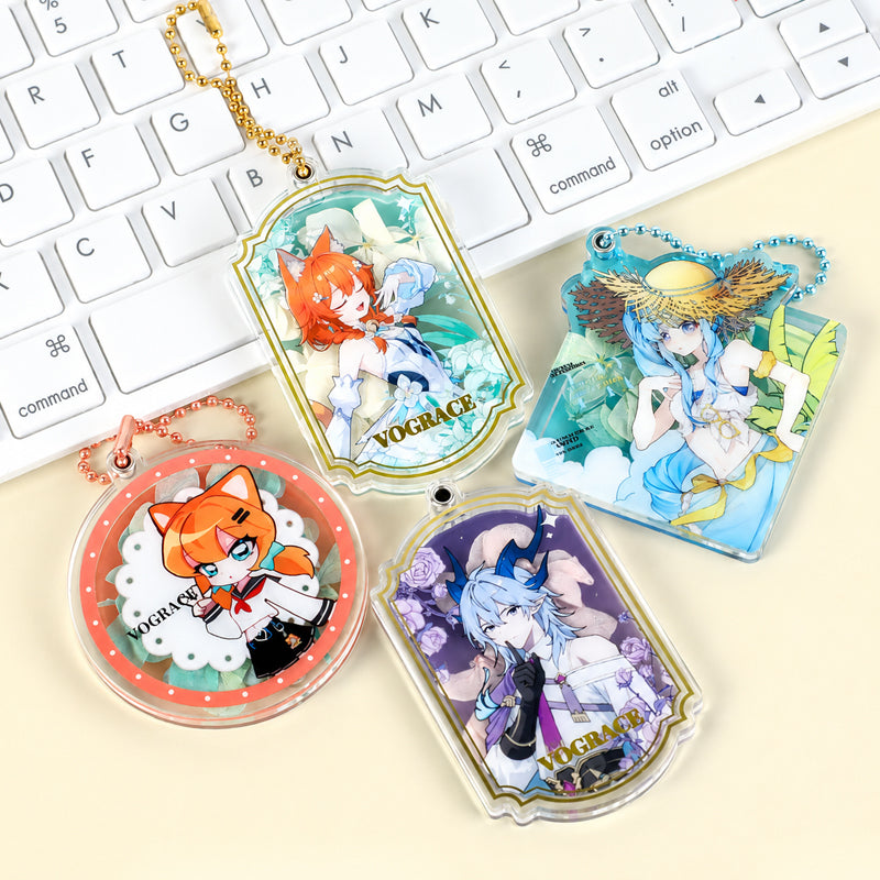 Porte-clés magnétique personnalisé en acrylique avec fleurs pressées 