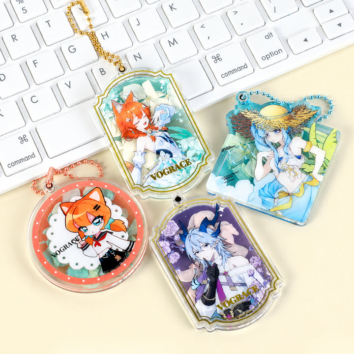 Porte-clés magnétique personnalisé en acrylique avec fleurs pressées 