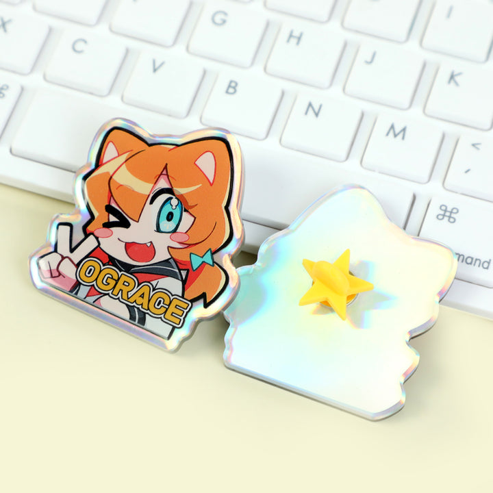 Épingles acryliques holographiques opaques personnalisées