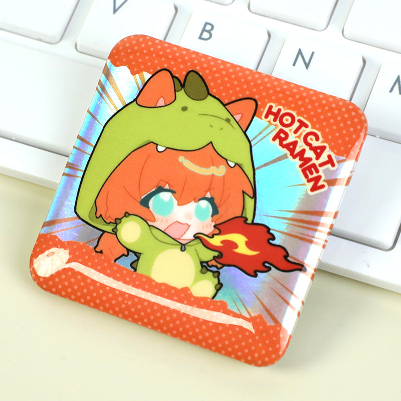 Custom Raised Foil Stamping Square Glitter Button Pins