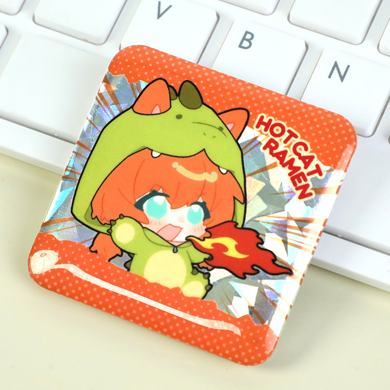 Custom Raised Foil Stamping Square Glitter Button Pins