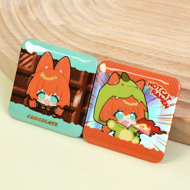 Custom Raised Foil Stamping Square Glitter Button Pins