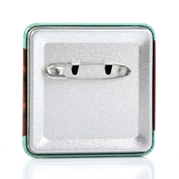 Custom Raised Foil Stamping Square Glitter Button Pins