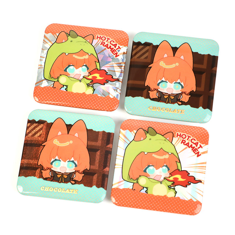 Custom Raised Foil Stamping Square Glitter Button Pins