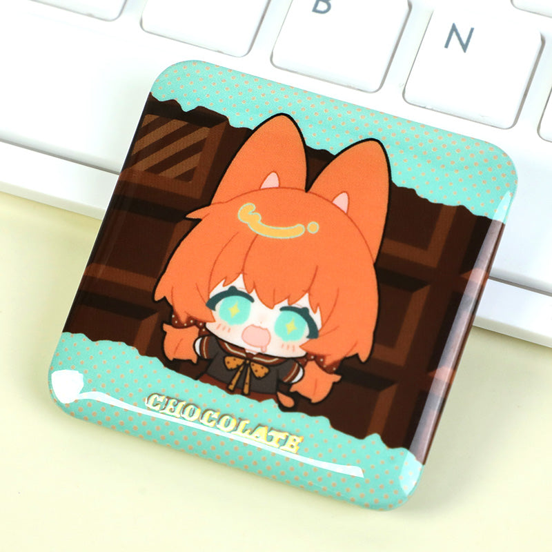 Custom Raised Foil Stamping Square Glitter Button Pins