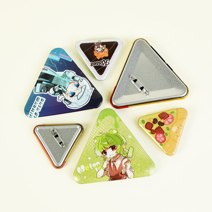 Custom Triangle Glitter Button Pins