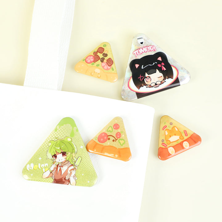 Custom Triangle Glitter Button Pins