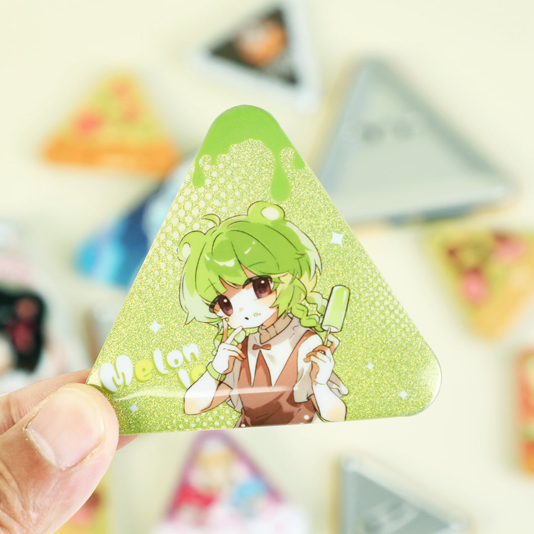 Custom Triangle Glitter Button Pins
