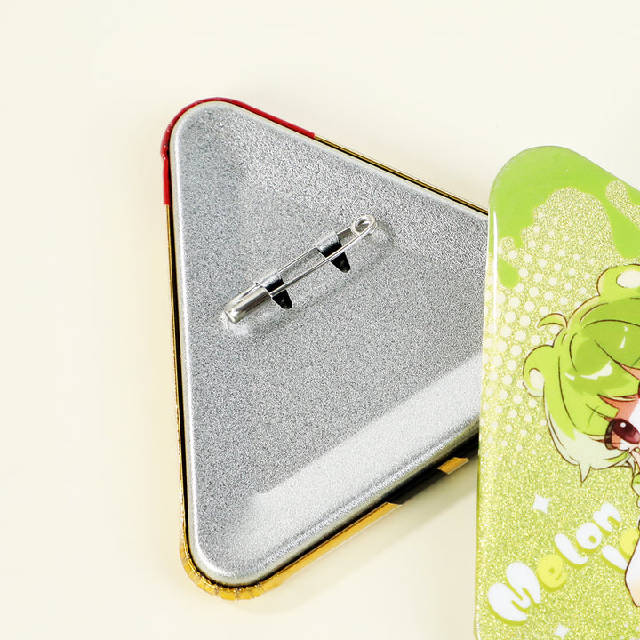 Custom Triangle Glitter Button Pins